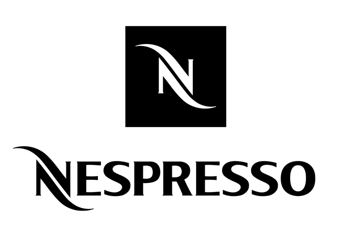 Das Nespresso-Logo auf weißem Hintergrund.