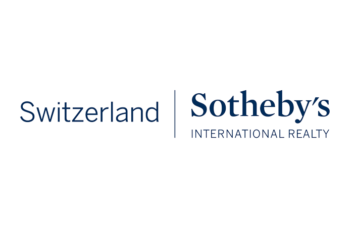 Switzerland Sotheby's International Realty Logo mit blauem Text auf weißem Hintergrund.