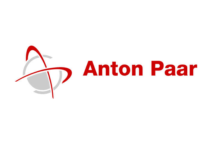 Anton-Paar-Logo mit einer roten stilisierten Atomumlaufbahn und dem Firmennamen "Anton Paar" in fetter roter Schrift auf weißem Hintergrund.